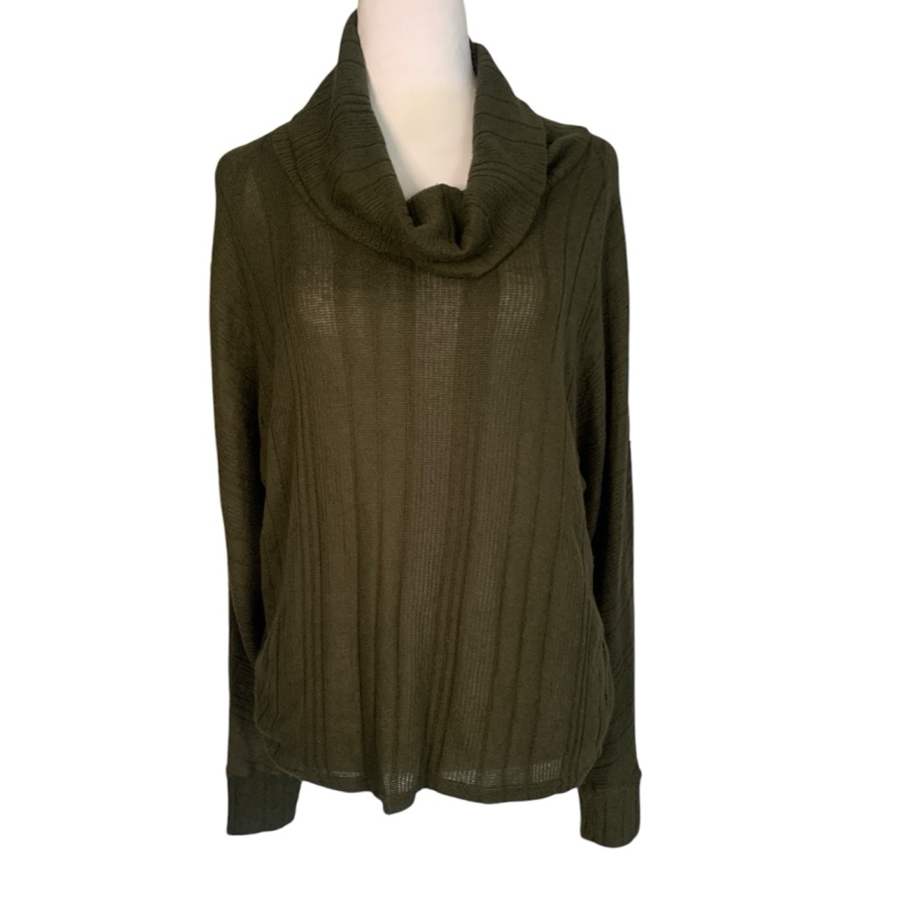 NWT Lucky Brand Olive Green Cowl Neck Super Soft Thin Lightweight Casual Sweater